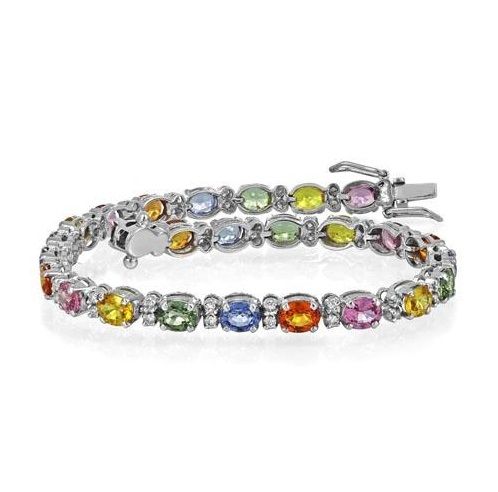 Multi Sapphire and Diamond Bracelet - 02022190 | Heming Diamond Jewellers | London