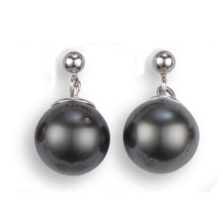 10-10.5mm Tahitian Pearl drop Earrings - 00023915 | Heming Diamond Jewellers | London