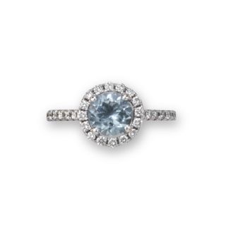 Aquamarine and Diamond Cluster Ring