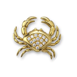 Diamond Crab Brooch Yellow Gold