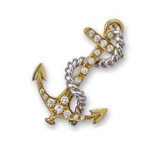 Diamond Anchor Brooch