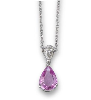 Pink Sapphire and Diamond Pendant - 00025420 | Heming Diamond Jewellers | London