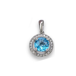 Blue Topaz and Diamond Pendant