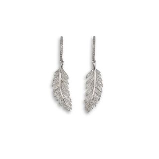 Feather shaped diamond drop earrings. - 02023839 | Heming Diamond Jewellers | London