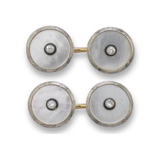 Edwardian Mother-of-Pearl and Diamond Cufflinks