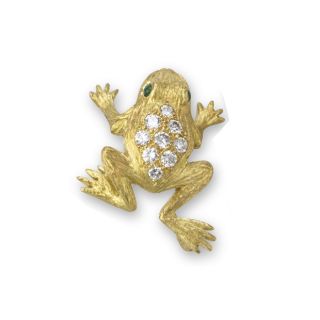 Diamond Frog Brooch