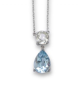 Diamond and Aquamarine Pendant - 02024515 | Heming Diamond Jewellers | London