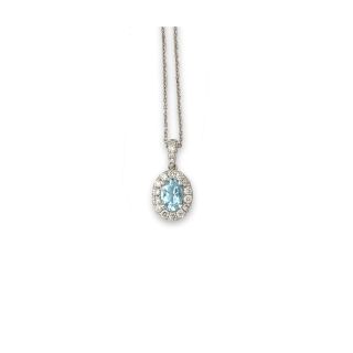 Aquamarine and Diamnd Cluster Pendant