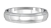A 4mm 18ct white gold D shaped wedding ring with edged design - 02020898 | Heming Diamond Jewellers | London