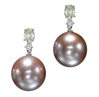 A Pair of Freshwater Pearl & Diamond Earrings - 00022510 | Heming Diamond Jewellers | London