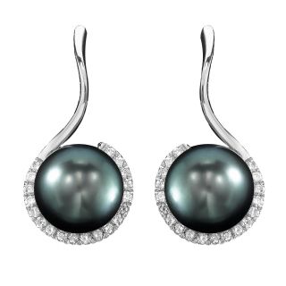 A Pair of Tahitian Pearl & Diamond Earrings - 00022511 | Heming Diamond Jewellers | London