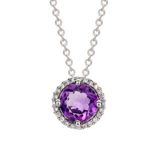 Amethyst and Diamond Pendant - 00020883 | Heming Diamond Jewellers | London