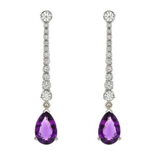 Amethyst drop earrings. - 01025402 | Heming Diamond Jewellers | London