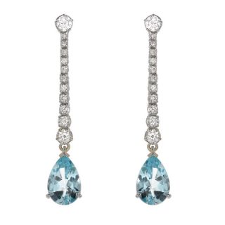 Aqua and Diamond Drop Earrings - 00020703 | Heming Diamond Jewellers | London