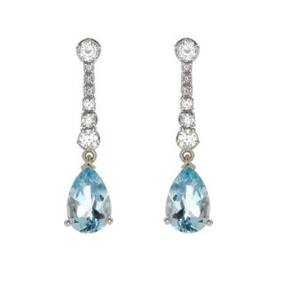 Aqua and Diamond Drop Earrings - 02022296 | Heming Diamond Jewellers | London