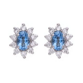 Aquamarine and Diamond Clusters - 00019749 | Heming Diamond Jewellers | London