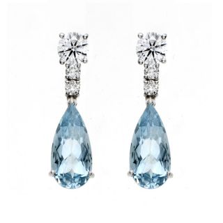 Aquamarine and Diamond Drop Earrrings - 02018733 | Heming Diamond Jewellers | London