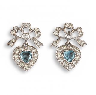 Aquamarine & Diamond Earrrings - 02023539 | Heming Diamond Jewellers | London