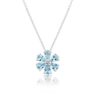 Aquamarine Flower Pendant - 00025043 | Heming Diamond Jewellers | London