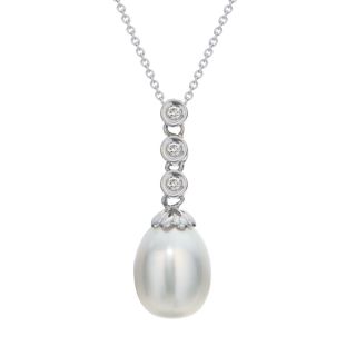 Cultural Pearl and Diamond Pendant - 00020294 | Heming Diamond Jewellers | London