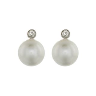 Cultured Pearl and Dia Stud Earrings - 00019972 | Heming Diamond Jewellers | London