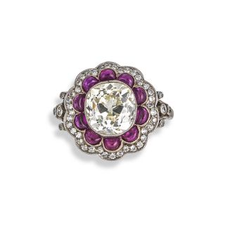 Diamond and Ruby Cluster Ring - 00022787 | Heming Diamond Jewellers | London