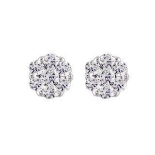 Diamond Daisy Cluster Stud Earrings - 00020351 | Heming Diamond Jewellers | London