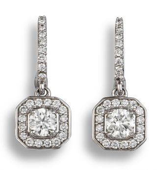 Diamond Drop Earrings - 00024608 | Heming Diamond Jewellers | London