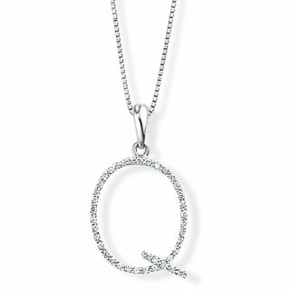 Diamond Initial 'Q' Pendant - 00018898 | Heming Diamond Jewellers | London