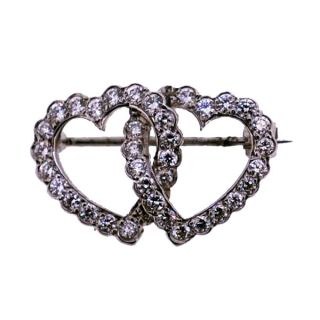 Diamond Twin Heart Brooch - 00010004 | Heming Diamond Jewellers | London