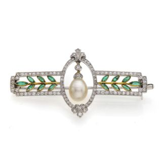 Edwardian Pearl and Diamond Brooch - 00019322 | Heming Diamond Jewellers | London