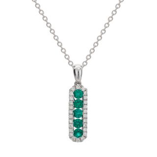 Emerald and Diamond Drop Pendant - 00021049 | Heming Diamond Jewellers | London