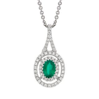 Emerald and Diamond Pendant - 00019720 | Heming Diamond Jewellers | London