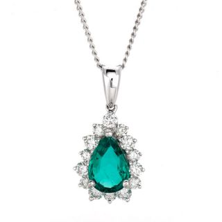 Emerald and Diamond Pendant - 00020333 | Heming Diamond Jewellers | London