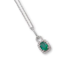 Emerald and Diamond Pendant - 00021866 | Heming Diamond Jewellers | London