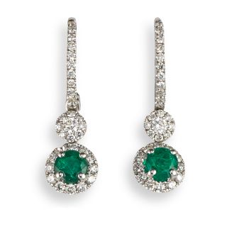 Emerald & Diamond Earrings - 02021247 | Heming Diamond Jewellers | London