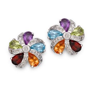 Multi-Gemstone Cluster Earrings - 00021447 | Heming Diamond Jewellers | London