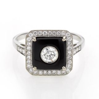 Onyx & Diamond Dress Ring - 00020783 | Heming Diamond Jewellers | London