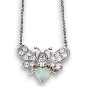 Opal & Diamond Bug Necklace - 02024165 | Heming Diamond Jewellers | London