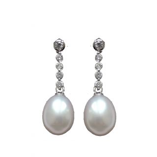 Pear & Diamond Drop Earrings - 00025099 | Heming Diamond Jewellers | London