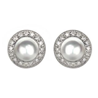 Pearl and Diamond Cluster Earrings - 00020973 | Heming Diamond Jewellers | London