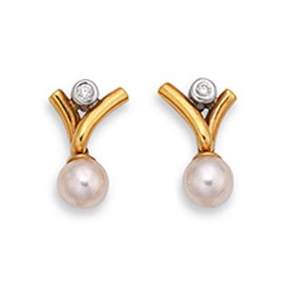 Pearl and Diamond Drop Earrings - 01017049 | Heming Diamond Jewellers | London