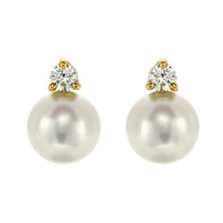 Pearl and Diamond Earrings - 00020106 | Heming Diamond Jewellers | London