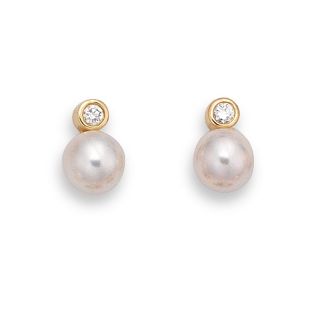 Pearl and Diamond Earrings - 00021887 | Heming Diamond Jewellers | London