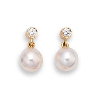 Pearl and Diamond Earrings - 00021889 | Heming Diamond Jewellers | London