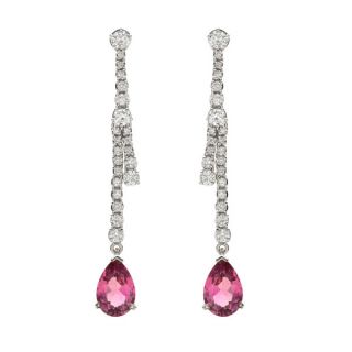 Pink Tourmaline and Diamond Drop Earrings - 02020276 | Heming Diamond Jewellers | London