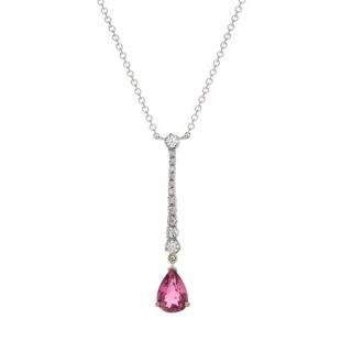 Pink Tourmaline and Diamond Drop Necklace - 02021403 | Heming Diamond Jewellers | London