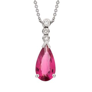 Pink Tourmaline and Diamond Pendant - 00019758 | Heming Diamond Jewellers | London