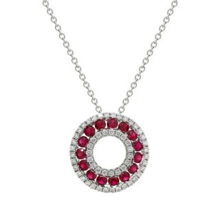 Ruby and Diamond Circle Pendant - 00021061 | Heming Diamond Jewellers | London