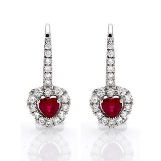 Ruby and Diamond Drop Earrings - 00019424 | Heming Diamond Jewellers | London